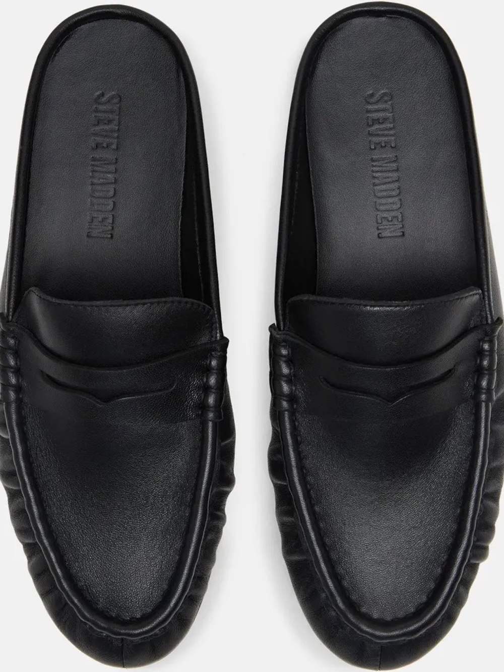 Steve Madden Rafe Black Leather Women's Slip-On Loafer Mules Size 11